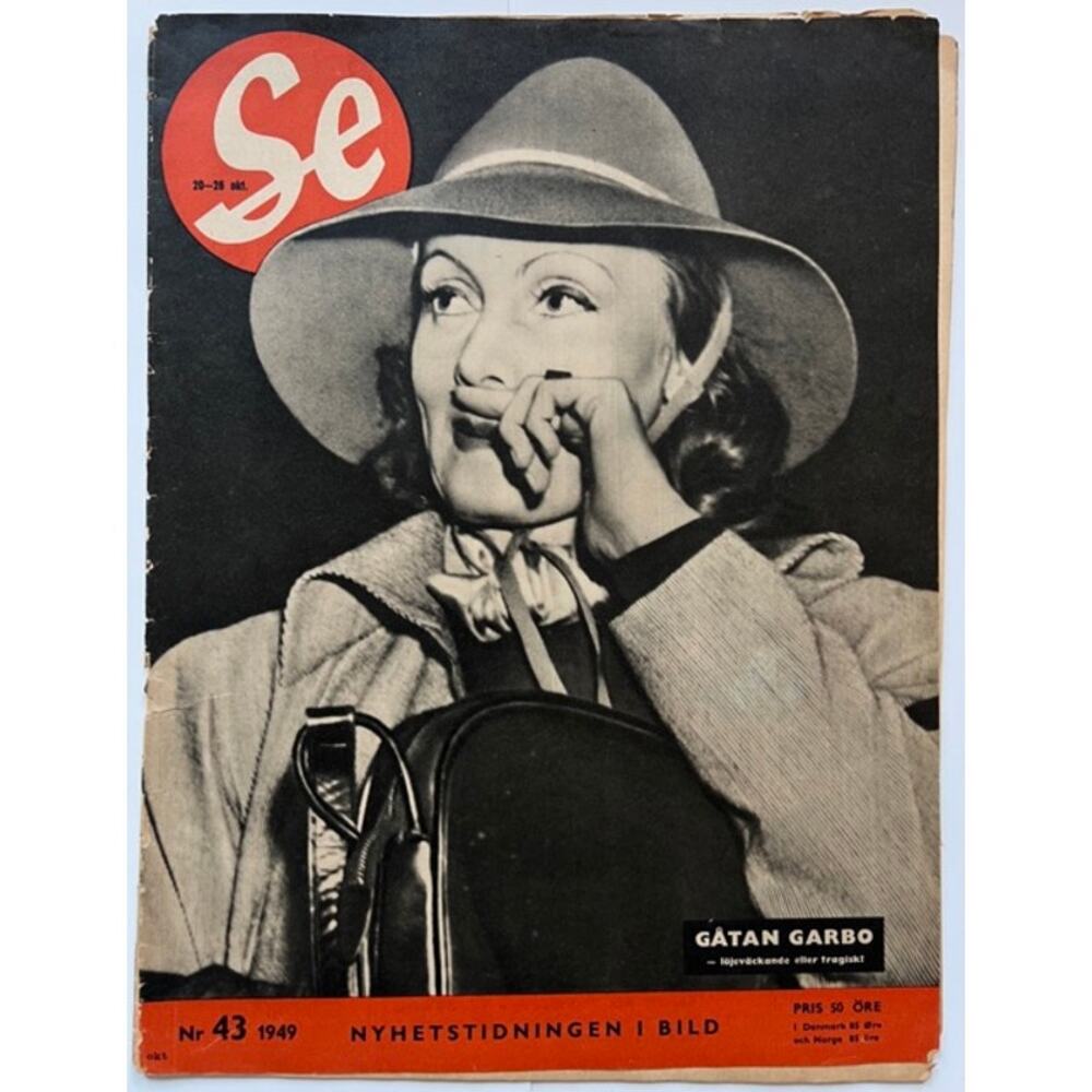 RARE 1949 Swedish Greta Garbo Magazine Ninotchka Hollywood Grand Hotel Mata Hari